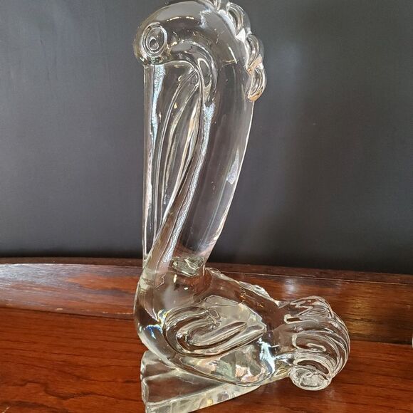 RARE 1940's Vintage Paden City Glass Barth Art Pelican 10" Crystal Glass Art - Picture 5 of 13